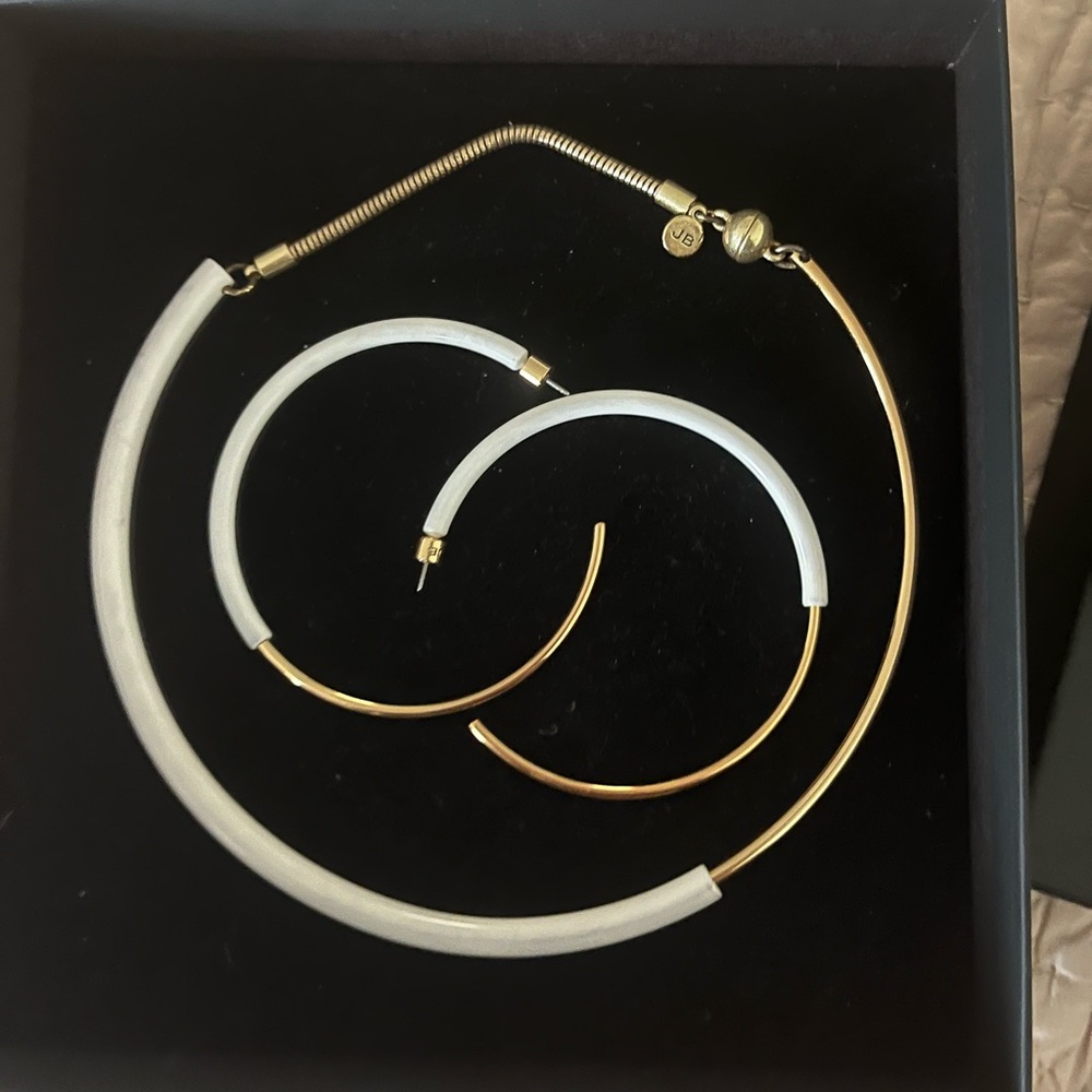 Jenny Bird Elegant Gold and white Necklace and earrings